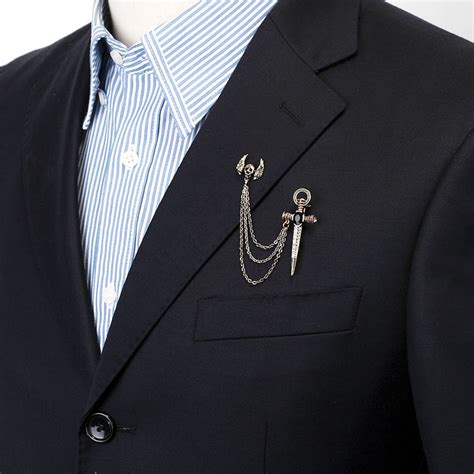 Fashion Ethnic A Wing Crystal Sword Cross Brooch Lapel Pin Mens Windbreaker Suit Boutonniere