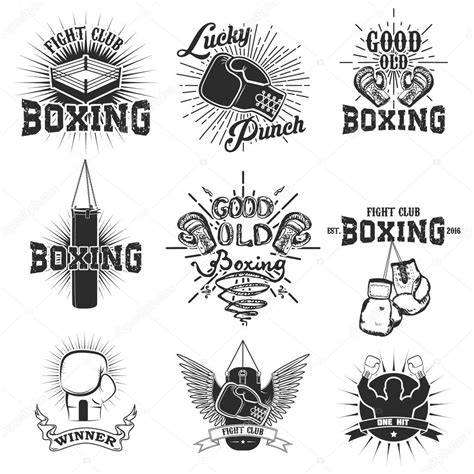 Set Of The Boxing Club Labels Emblems And Design Elements Stock Vector