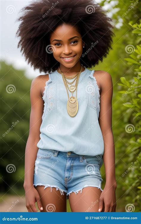 captivating portrait of a beautiful african girl with stunning features and radiant smile stock