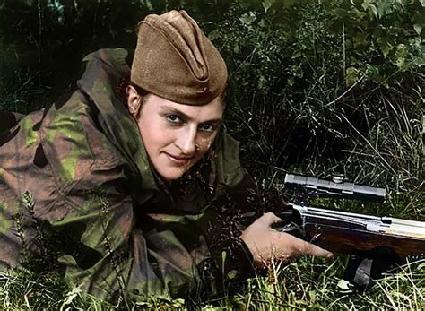 Stunning Colorized Photos Of Legendary Soviet Female Snipers From Wwii Including One Dubbed