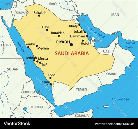Kingdom Of Saudi Arabia Map Royalty Free Vector Image