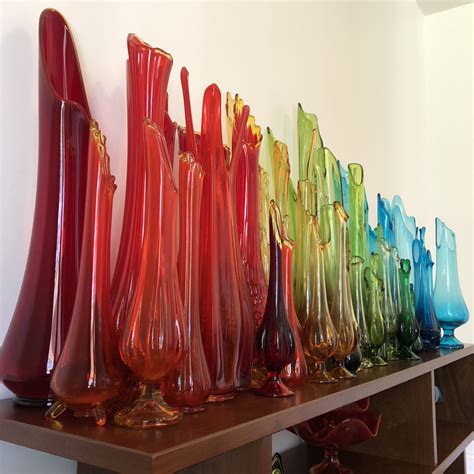 Mcm Viking Glass Vase Display Idea Vintage Art Glass Old Glass Bottles Viking Glass