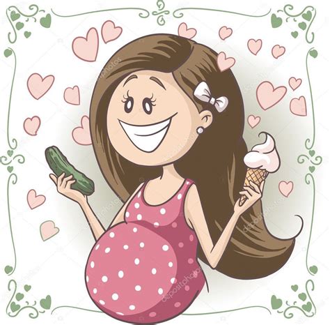 Dibujos Animados Vectoriales De Una Mujer Embarazada Anhelando