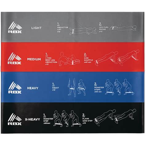 Rbx Looped Resistance Bands 4 Pack Fitness