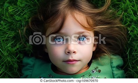 Cute Girl Lying In Green Meadow Smiling Generated By Ai Cute Girl