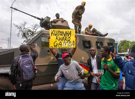 Zimbabwe Demonstration Military Coup Protest Marching Anti Mugab Stock