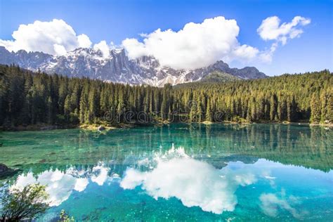 Karersee Lake In The Dolomites In South Tyrol Italy Stock Image