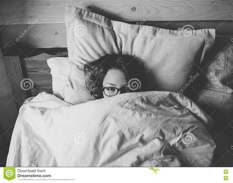 girl lying in bed and looking at you stock image image of sleep blanket 79006061