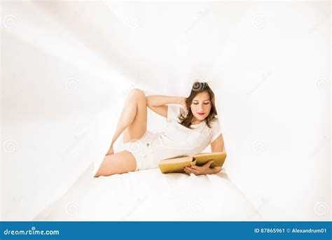 Woman Under A Duvet In Her Bedroom Stock Image Image Of Leisure