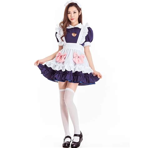 Blue Lolita Maid Dress Costumes Cosplay Cute Suit For Girls Woman