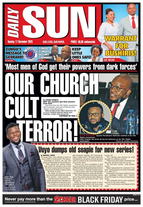 Daily Sun November 17 2020 Newspaper Get Your Digital Subscription