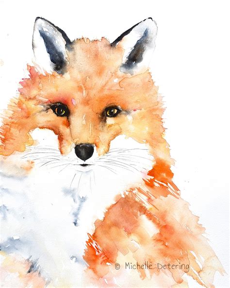 Fox Watercolor Fox Art Nursery Fox Art Fox Decor Fox Painting Nature Watercolor Whimsical