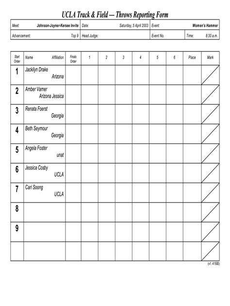 Track And Field Score Sheet Pdf Fill Online Printable Fillable
