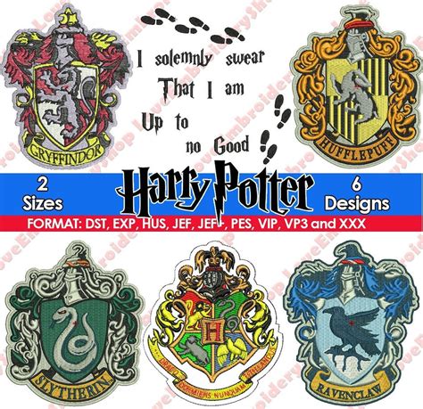 Harry Potter Machine Embroidery Design 6 Files Pattern Etsy