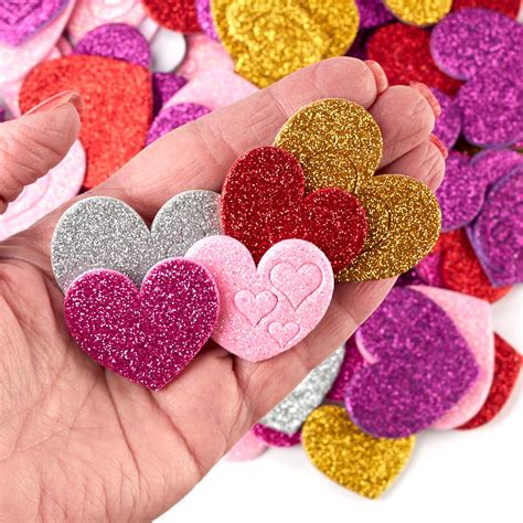 Glitter Heart Foam Stickers Valentines Day Holiday Crafts