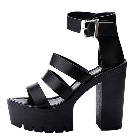 Womens Black Ankle Strap Platform Sandals Rebelsmarket
