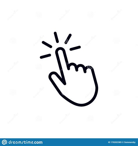 Hand Pointer Or Cursor Mouse Clicking Linear Icon Symbol Stock Vector