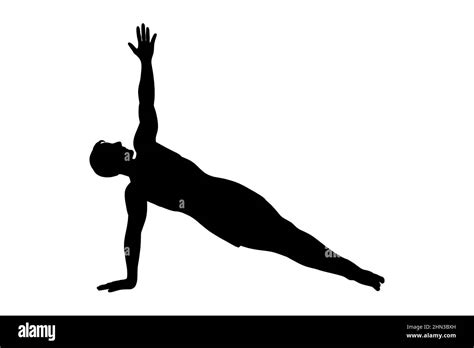 Man Silhouette In Side Plank Pose Yogi Man In Vasisthasana Vector