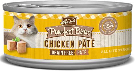 Just because a cat likes grain food does not mean that it is the best choice for her. Merrick Purrfect Bistro Grain-Free Chicken Pate Canned Cat ...