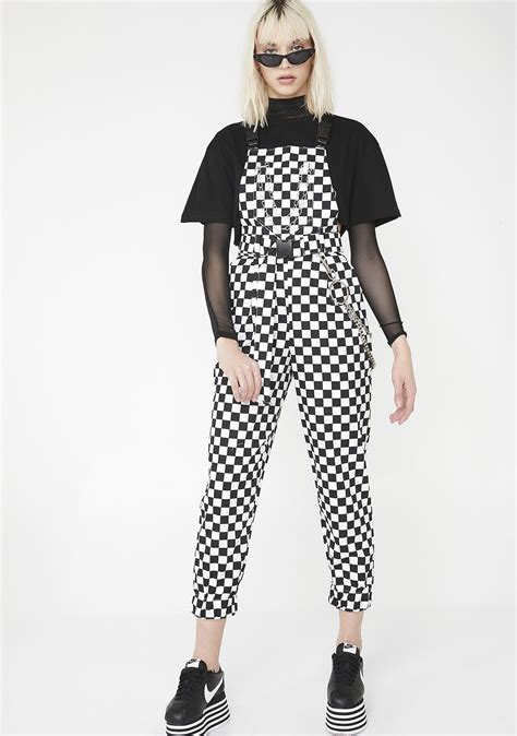 Checkerboard Dungarees Fashion Print Clothes Fashion Outfits