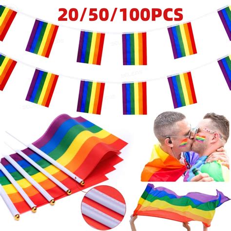Gay Pride Flags Handheld Rainbow Flags Small Mini Gay Pride Flags With Sticks Mini Rainbow Flags