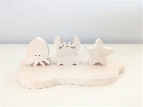 Wooden Toys Sea Animals Natural Organic Wooden Toys Etsy