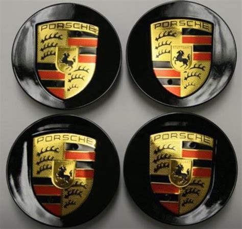 Gloss Black Porsche 76mm Wheel Centre Caps X4 For Boxster 911 Cayman