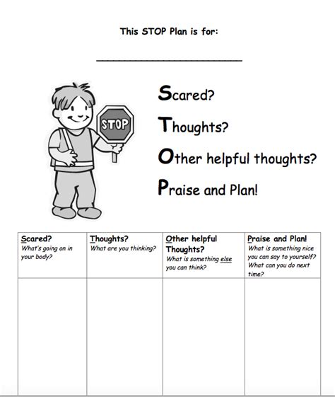 Stop Worksheet Counseling Worksheets Childhood Anxiety Thought