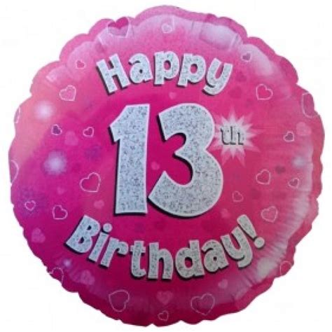 18 Happy 13th Pink Holographic Foil Balloon Party Party