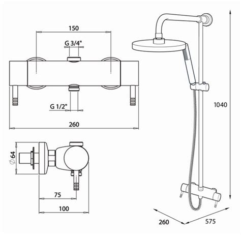 Triton Thames Bar Mixer Shower With Diverter And Overhead Chrome