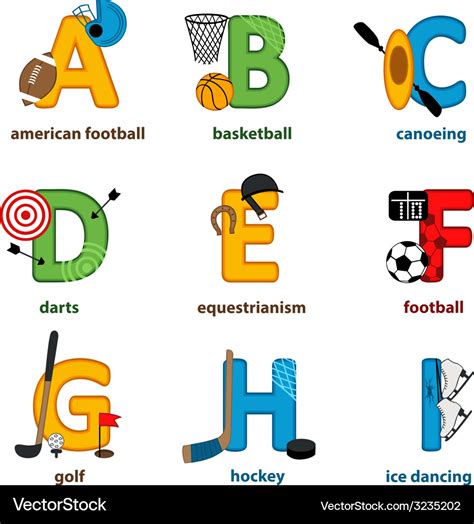 Alphabet Sport From A To I Royalty Free Vector Image