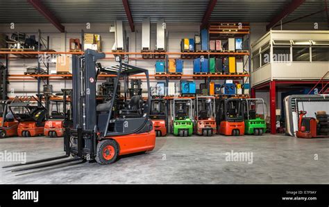 Forklift Machinery In Warehouse Stock Photo Alamy