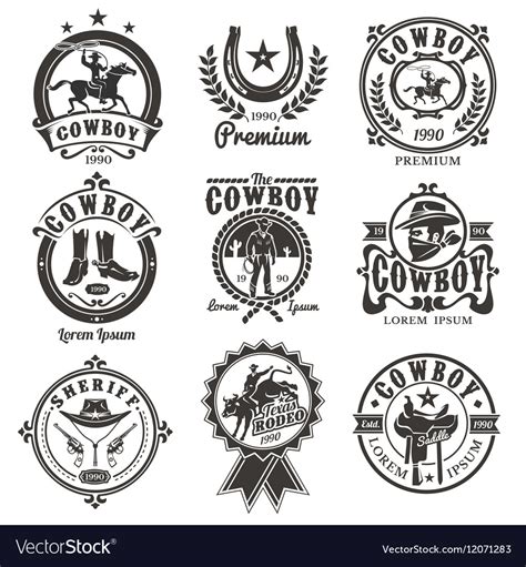 Set Of Rodeo Logos Royalty Free Vector Image Vectorstock