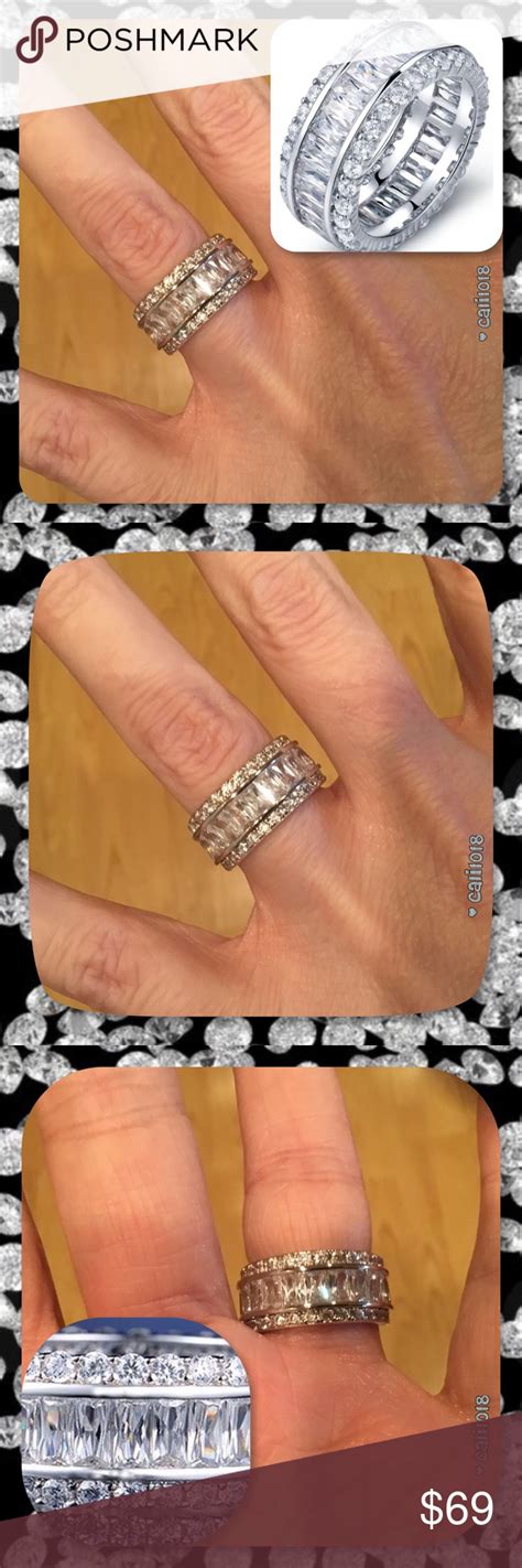 5⭐️rated🆕stunning Eternity Band White Gold Filled Clean Gold Jewelry