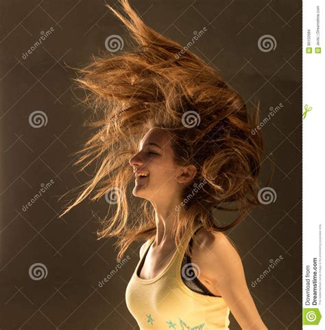 Girl With Flying Hair Stock Photo Image Of Crazy Model 90152684