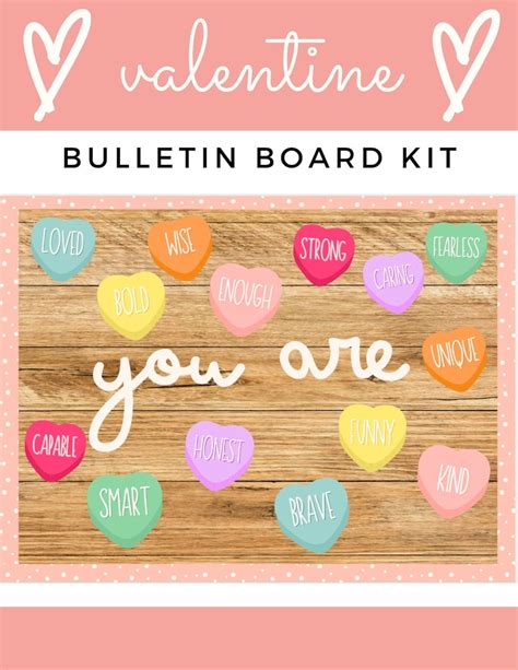 Conversation Hearts Bulletin Board Kit Valentine S Day Instant Download Etsy