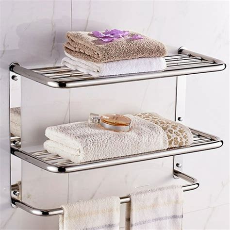 doact towel rack bathroom shelf 3‑tier wall mounting rack with towel bars for toilet kitchen