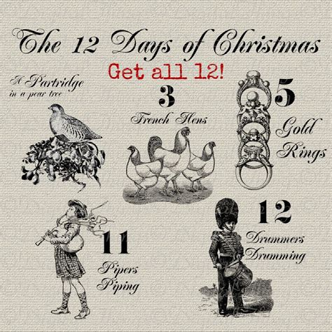 12 Twelve Days Of Christmas The Set Holiday Decor Printable Etsy