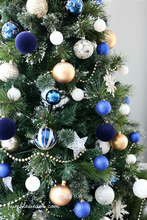 30 Gold And Blue Christmas Tree Decoomo
