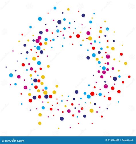 Vector Colorful Round Confetti Frame Isolated On White Background Stock