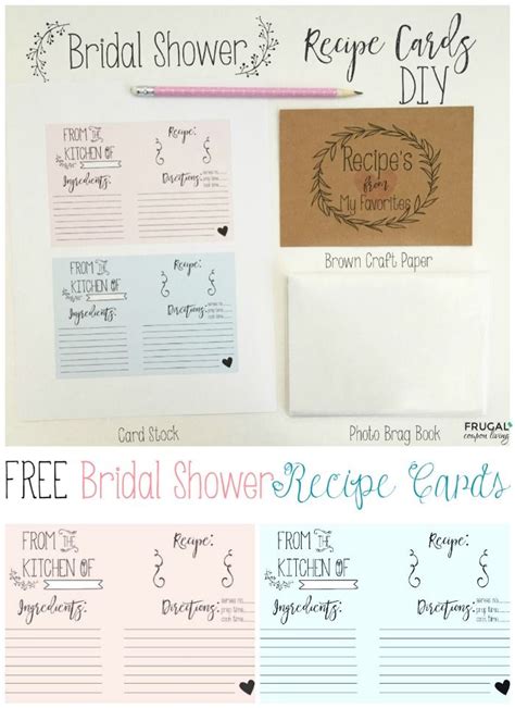 Free Bridal Shower Recipe Printable Bridal Shower Recipes Cards