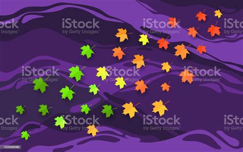 Autumn Leaves Creative Background With Purple Stock Illustration