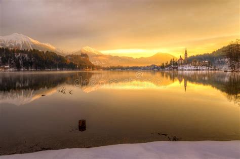 Bled With Lake In Winter Slovenia Europe Stock Image Image Of