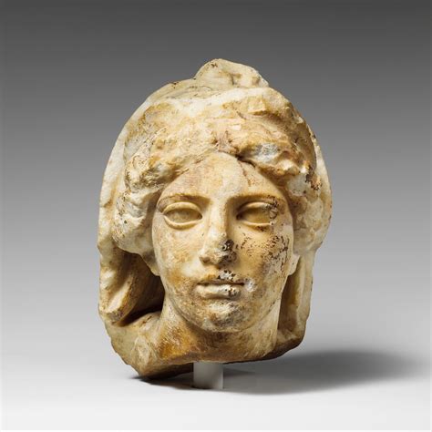 Marble Head Of A Woman Wearing Diadem And Veil Greek Classical