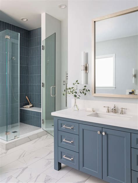 Project Reveal A Fresh Bright Blue And White Bathroom Remodel — Designed