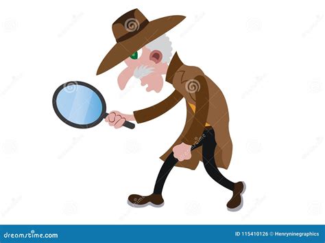 Detective On The Job With His Field Glasses Stock Vector Illustration