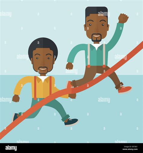 Two African Guy Running To Finish Line Stock Vector Image And Art Alamy