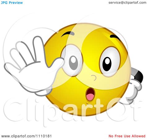 Clipart Yellow Smiley Gesturing To Stop Royalty Free Vector
