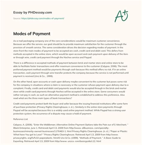 Modes Of Payment 400 Words