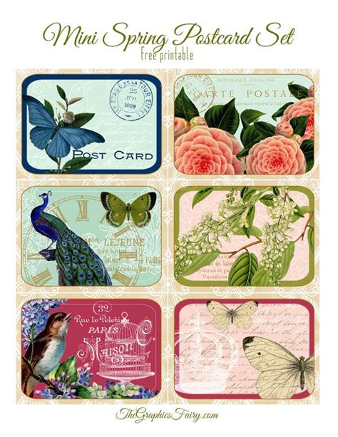 Free french printable labels + project! Spring Themed Mini Postcards | Graphics fairy, Postcard ...